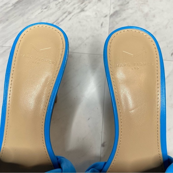 Marc Fisher Draya Braided Blue Leather Heeled Sandal 8M - Picture 11 of 13